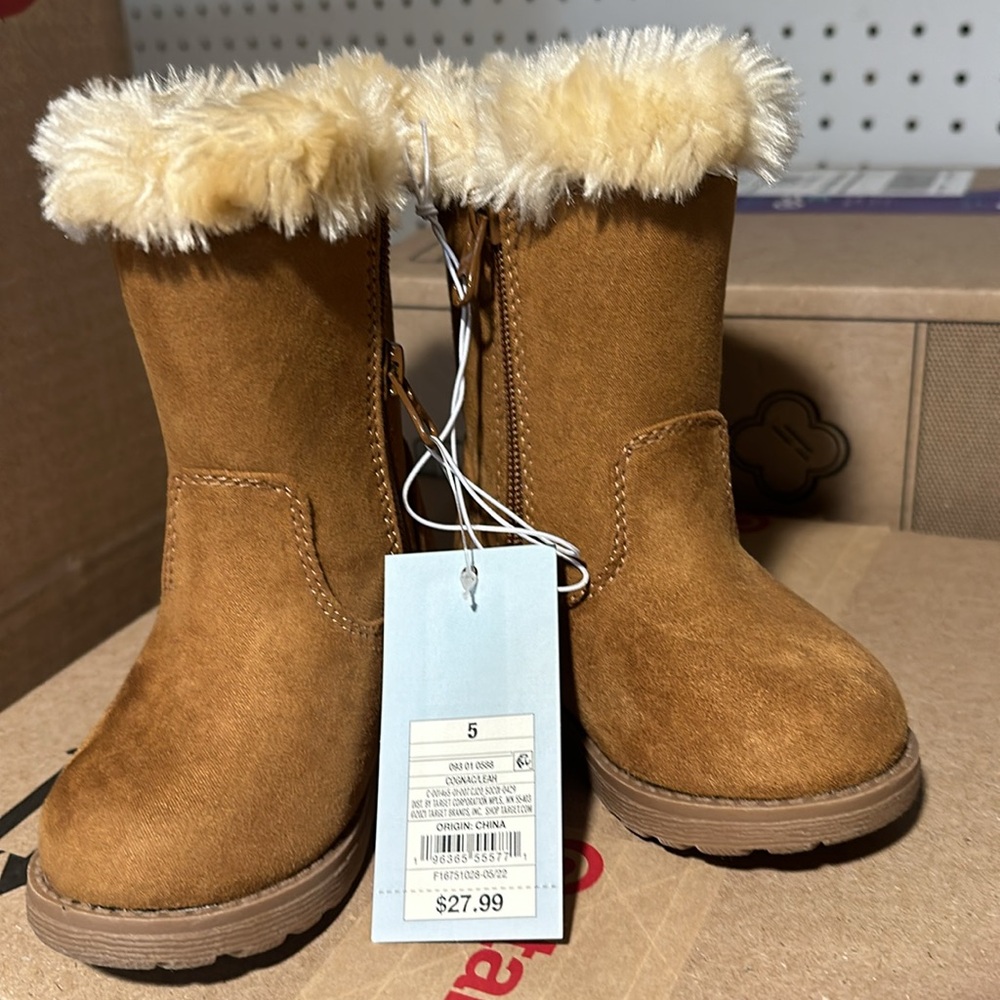 NWT Cat & Jack Cognac Leah Toddler Boots - Size 5